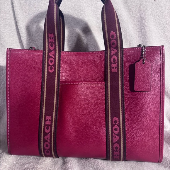 Coach Smith Red Leather Tote Bag - Picture 3 of 4